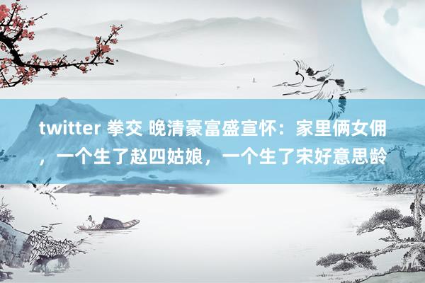 twitter 拳交 晚清豪富盛宣怀：家里俩女佣，一个生了赵四姑娘，一个生了宋好意思龄
