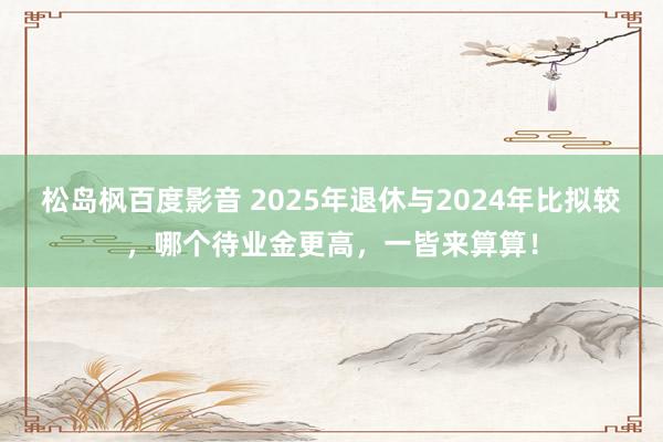 松岛枫百度影音 2025年退休与2024年比拟较，哪个待业金更高，一皆来算算！