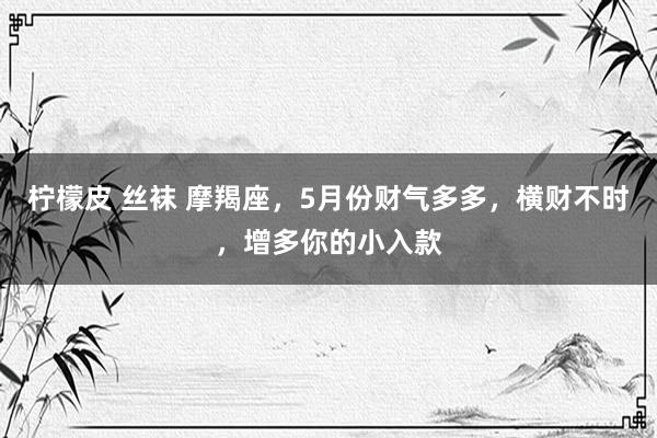 柠檬皮 丝袜 摩羯座，5月份财气多多，横财不时，增多你的小入款