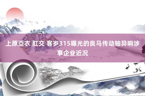 上原亞衣 肛交 客岁315曝光的良马传动轴异响涉事企业近况