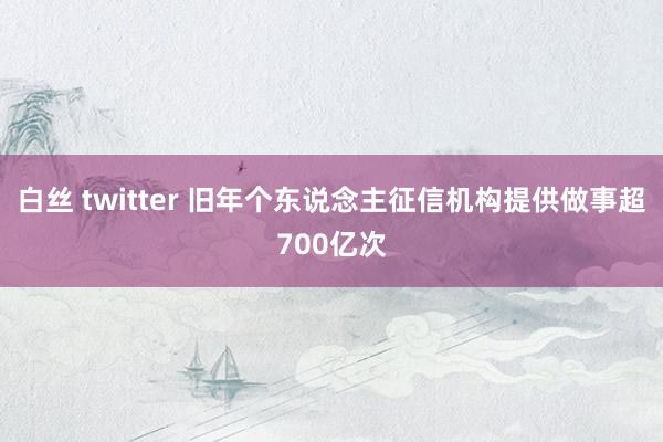 白丝 twitter 旧年个东说念主征信机构提供做事超700亿次