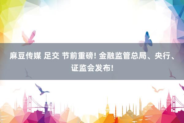 麻豆传媒 足交 节前重磅! 金融监管总局、央行、证监会发布!