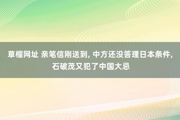 草榴网址 亲笔信刚送到, 中方还没答理日本条件, 石破茂又犯了中国大忌