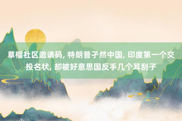 草榴社区邀请码, 特朗普孑然中国, 印度第一个交投名状, 却被好意思国反手几个耳刮子