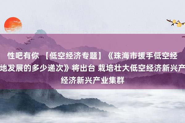 性吧有你 【低空经济专题】《珠海市援手低空经济高质地发展的多少递次》将出台 栽培壮大低空经济新兴产业集群