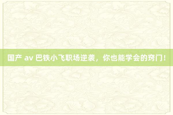 国产 av 巴铁小飞职场逆袭，你也能学会的窍门！